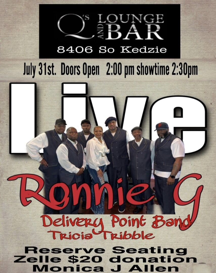 A poster of the band ronnie g live